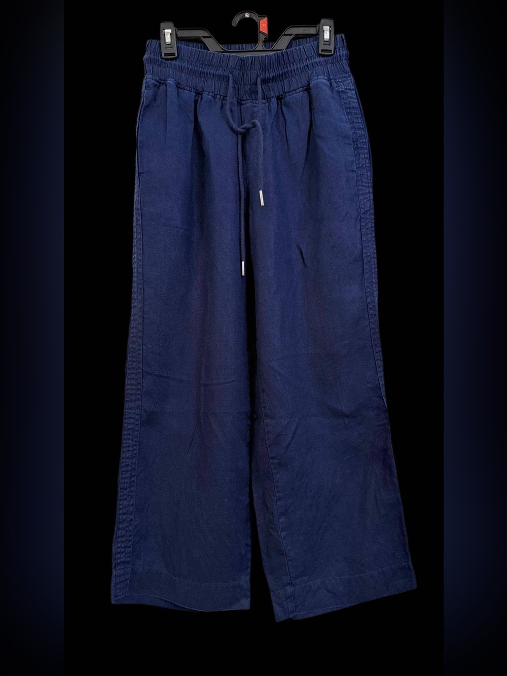 Quince 100% European Linen Wide Leg Pants Navy Blue Elastic Waist Size S Pockets - Picture 2 of 4
